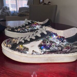Women's GGDB Sequin Sneakers - Black and Silver